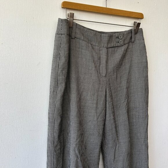Ann Taylor Margo Dress Pants Womens 8 Black White Houndstooth Capri Wide Leg - Picture 2 of 8